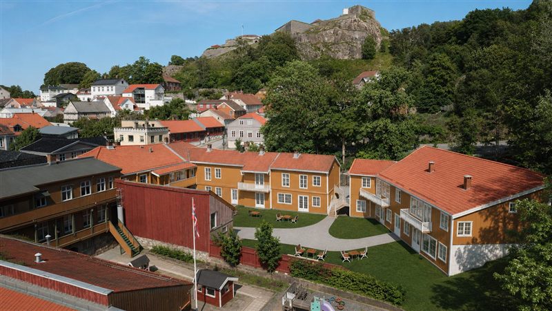 Festningsgata 16 — bygningene og gårdsrommet sett ovenfra